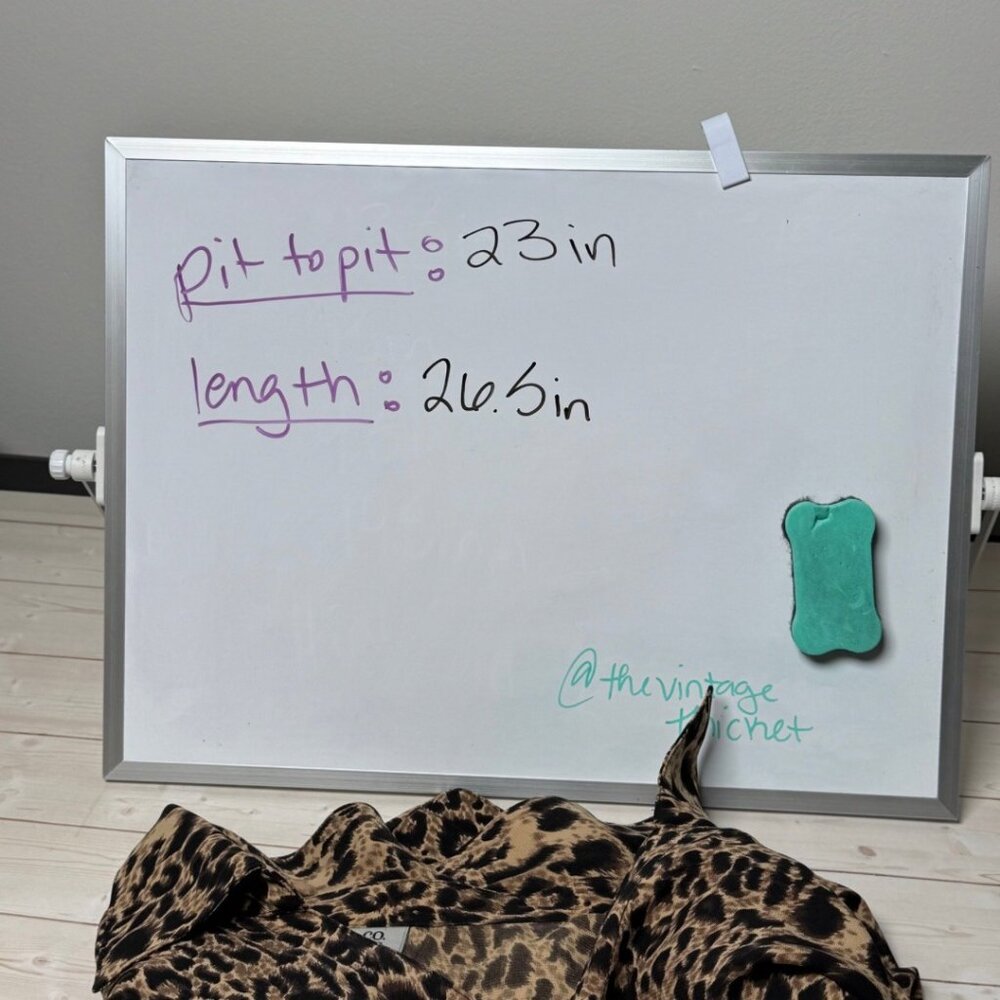 Leopard Print Collared Long Sleeve Button Up Shirt Plus Size 16W Mobwife Office - Picture 7 of 12